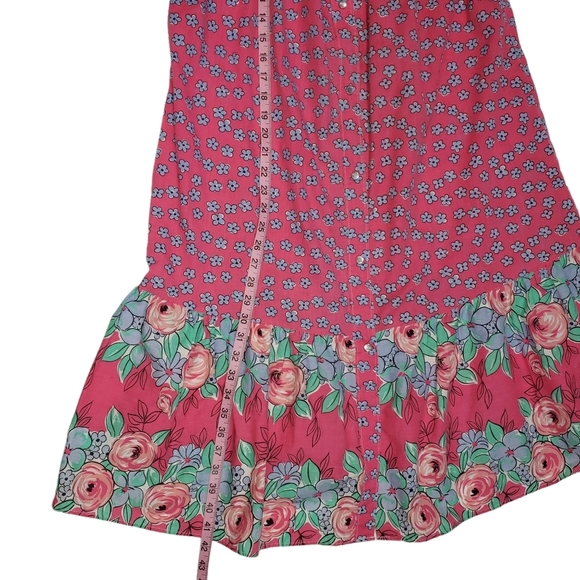 Vintage Kelly Reed Floral Print Patio Dress Sz M ? Pearl Snap Cottagecore Garden - Picture 11 of 14
